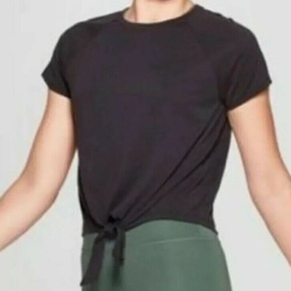 JoyLab Tie-Front Black Tee - Picture 3 of 6